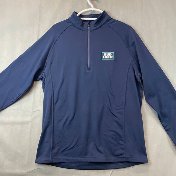 Bud Light Levelwear Quarter Zip Pullover Men’s Large Navy Logo Performance Top - Picture 4 of 11